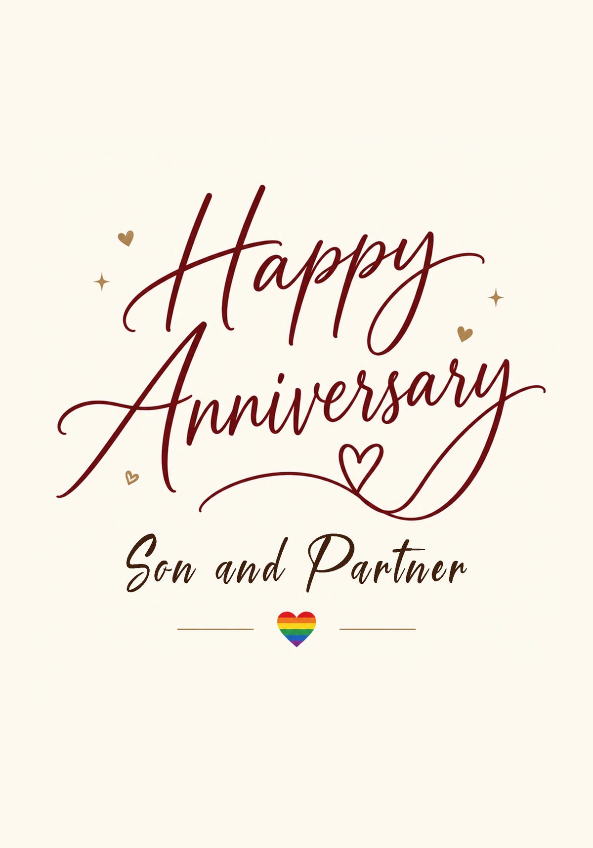 Happy Anniversary Son and Partner LGBTQ+ Pride Card