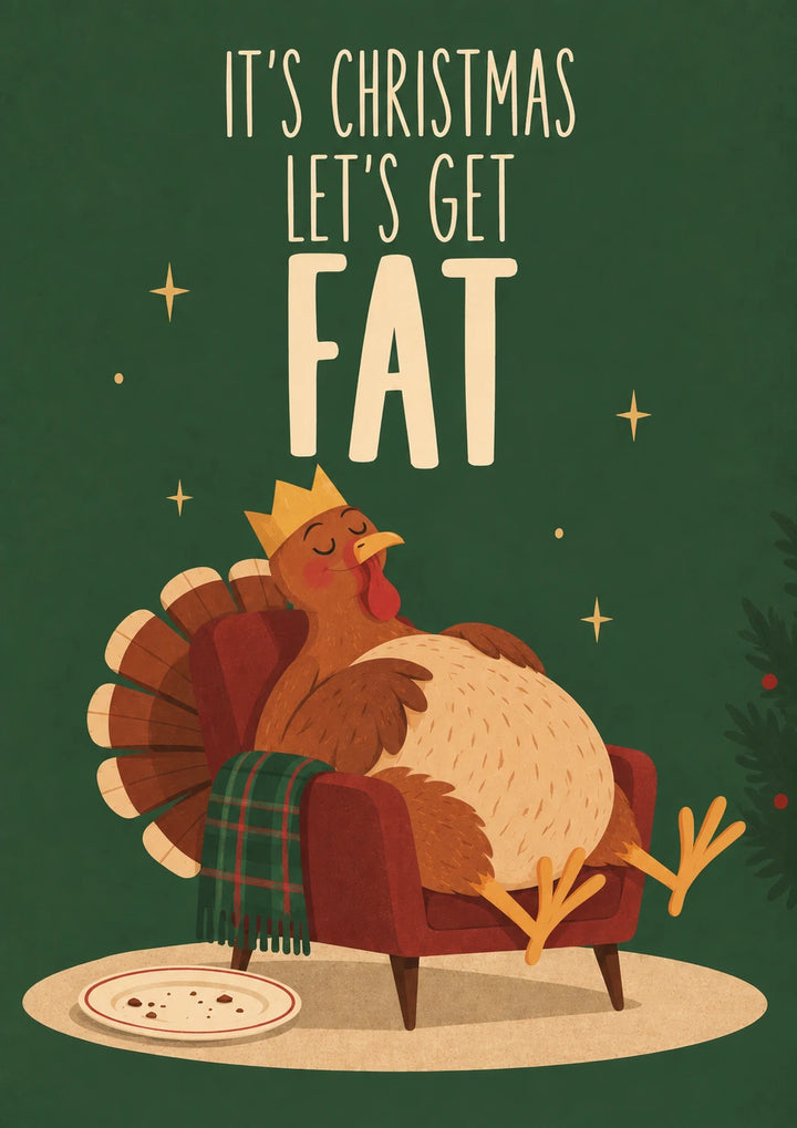 Funny Chubby Turkey Wearing Crown Christmas Card