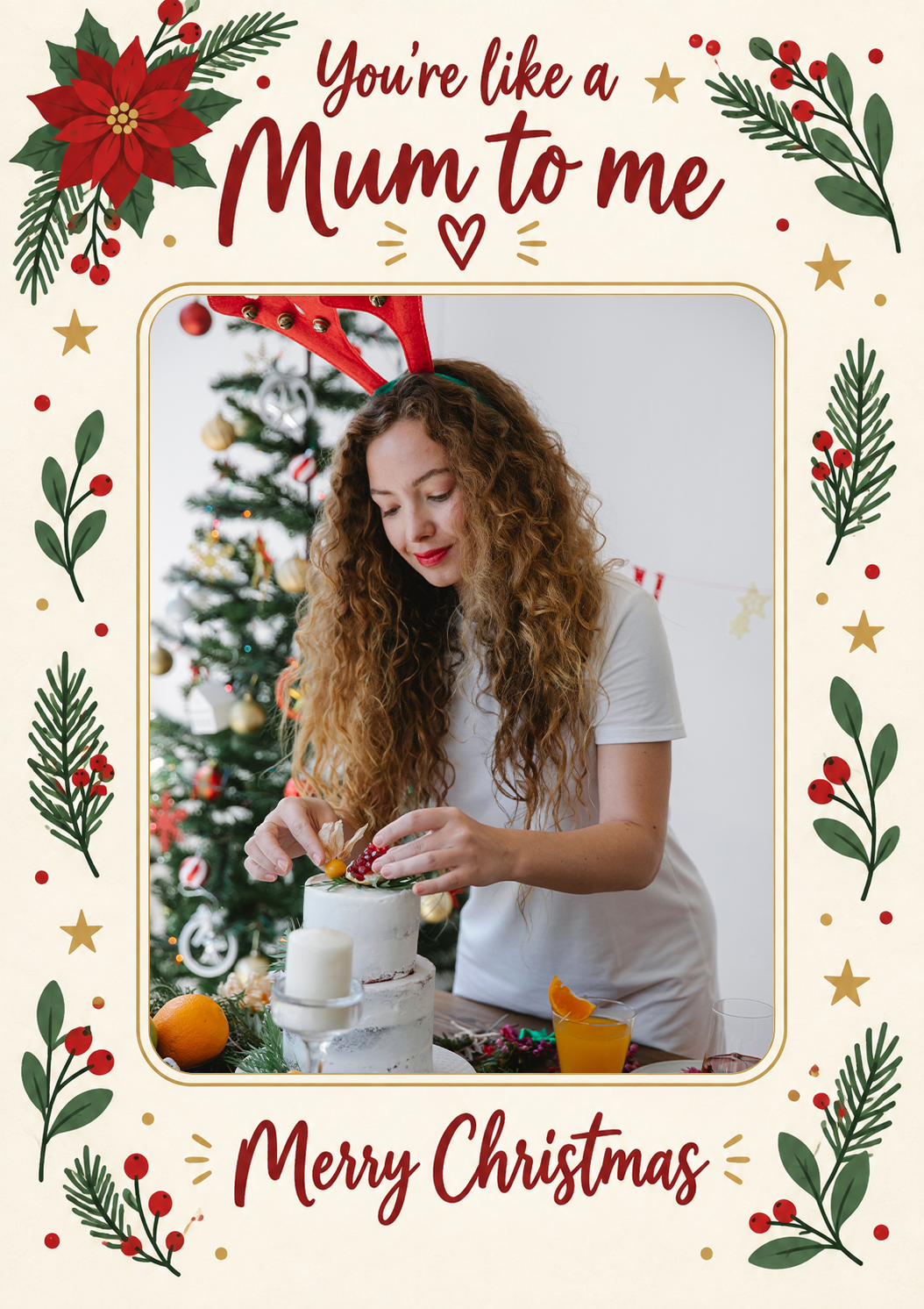 You're Like a Mum to Me Photo Upload Christmas Card for Her