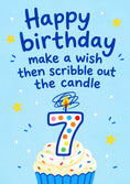 Load image into Gallery viewer, Funny Scribble Out the Candle 7th Birthday Card
