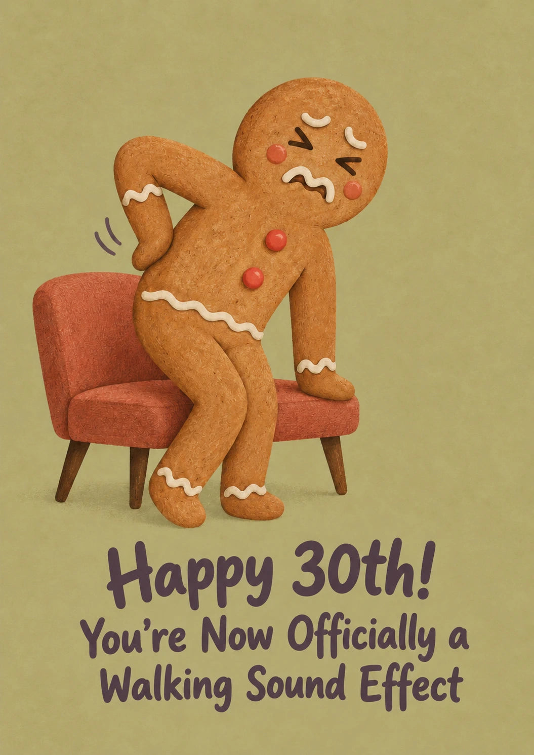 Funny Gingerbread Man Back Pain 30th Birthday Card for Daughter in Law