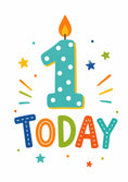 Load image into Gallery viewer, Teal Polka Dot Number One Today 1st Birthday Card

