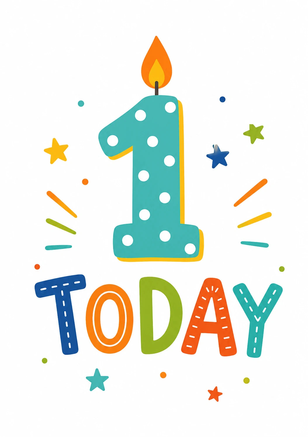 Teal Polka Dot Number One Today 1st Birthday Card