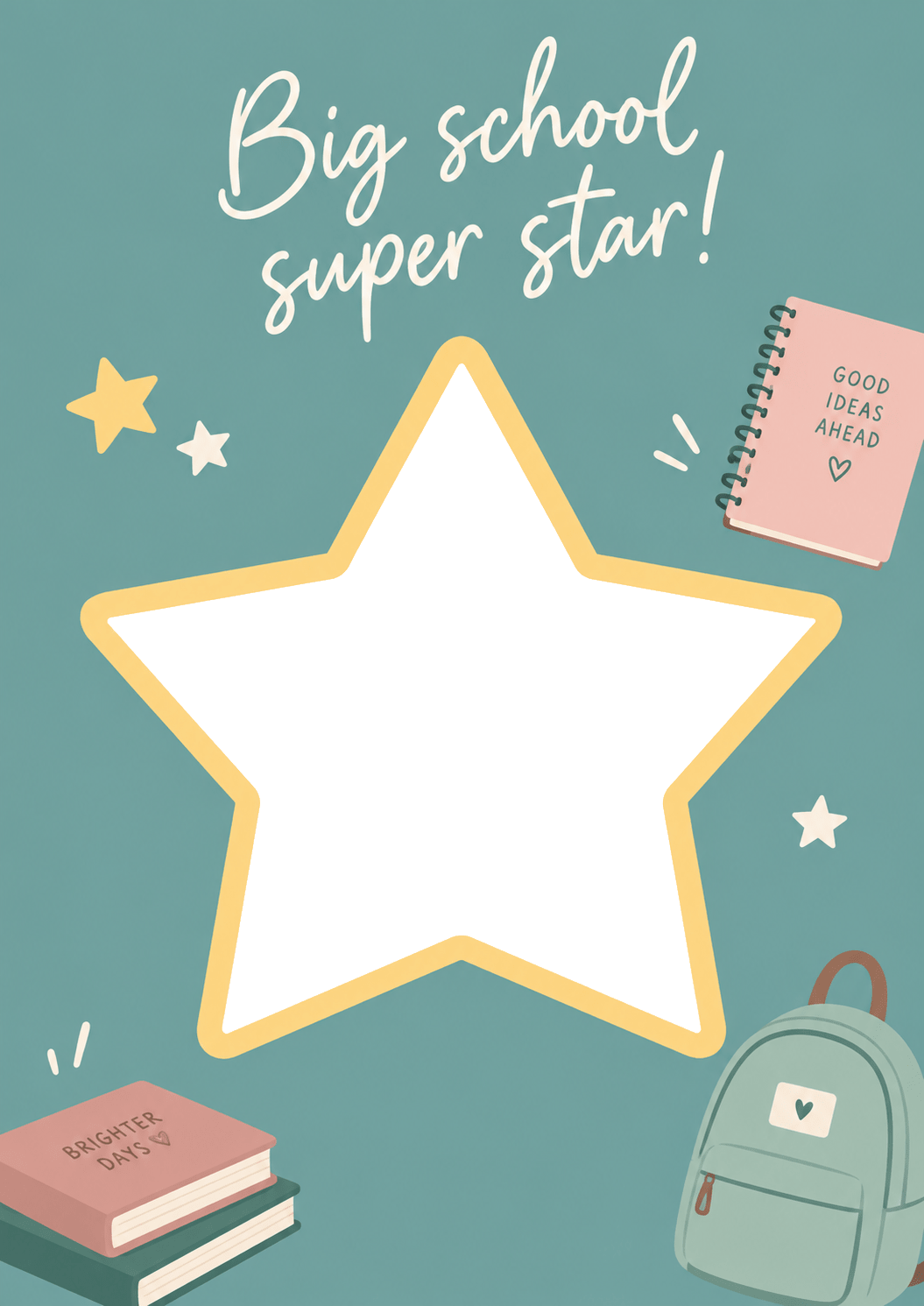 Big School Super Star Photo Upload Back to School Card