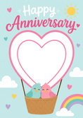 Load image into Gallery viewer, Cute Love Birds Heart Balloon Photo Upload Anniversary Card for Her
