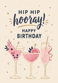 Load image into Gallery viewer, Pink Cocktails Hip Hip Hooray 20th Birthday Card for Her
