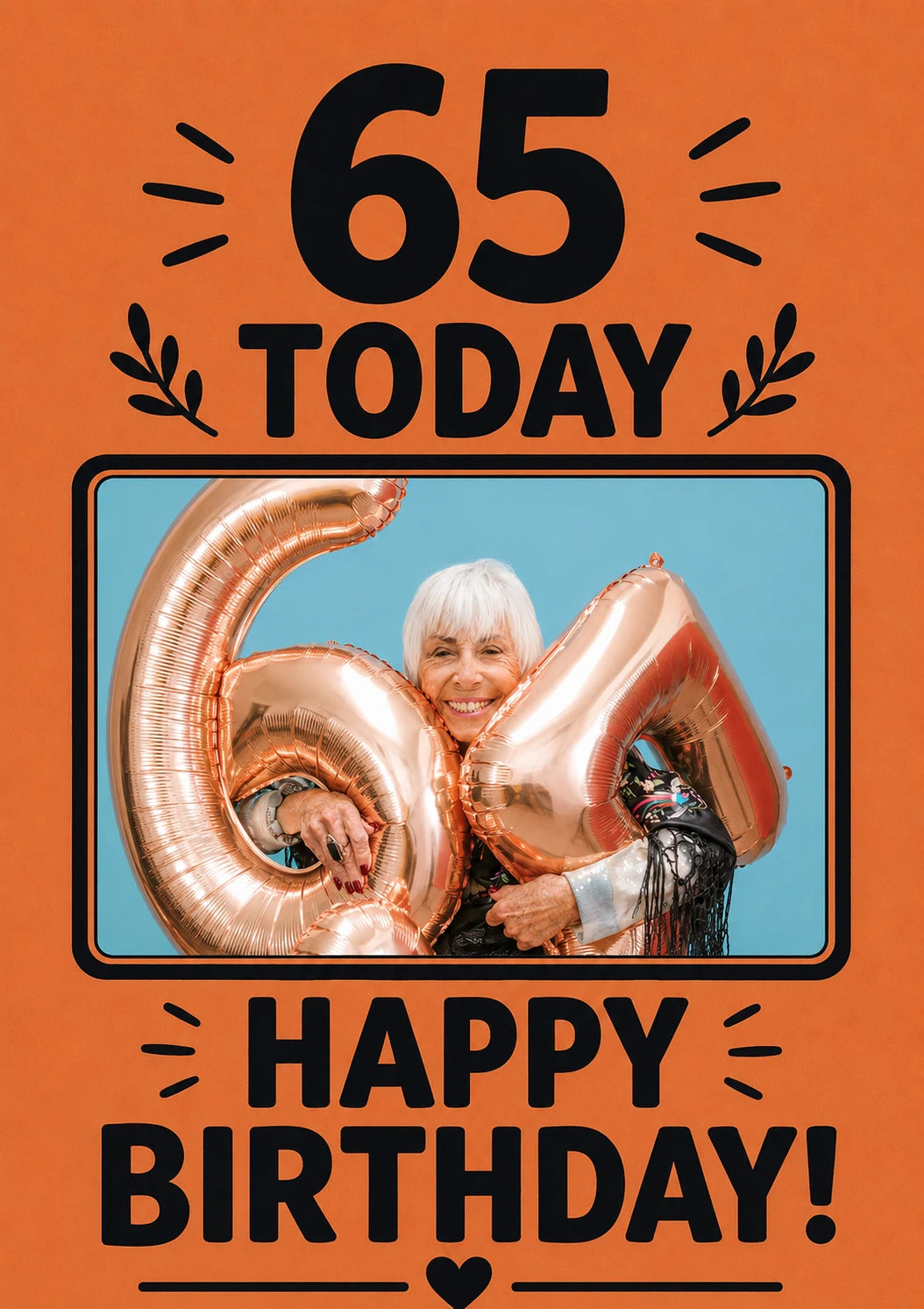 Rose Gold 65 Today Photo Upload 65th Birthday Card for Her