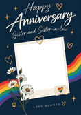 Load image into Gallery viewer, Rainbow Pride Sister and Sister-in-Law Photo Upload Anniversary Card
