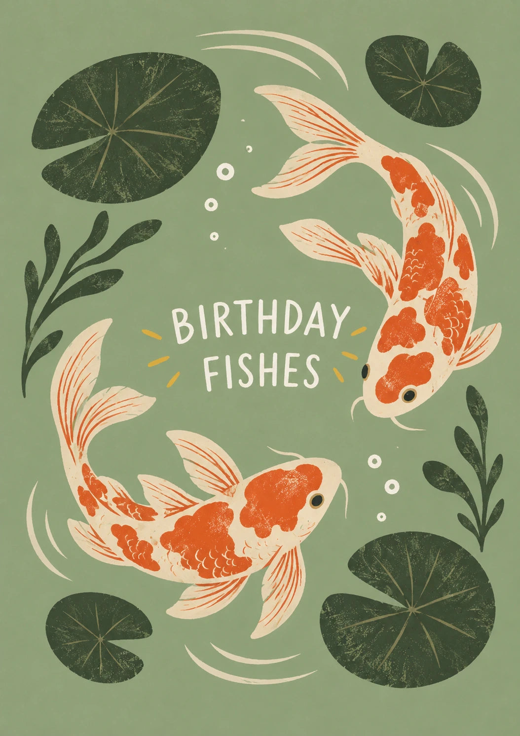Funny Birthday Fishes Koi Pond Birthday Card