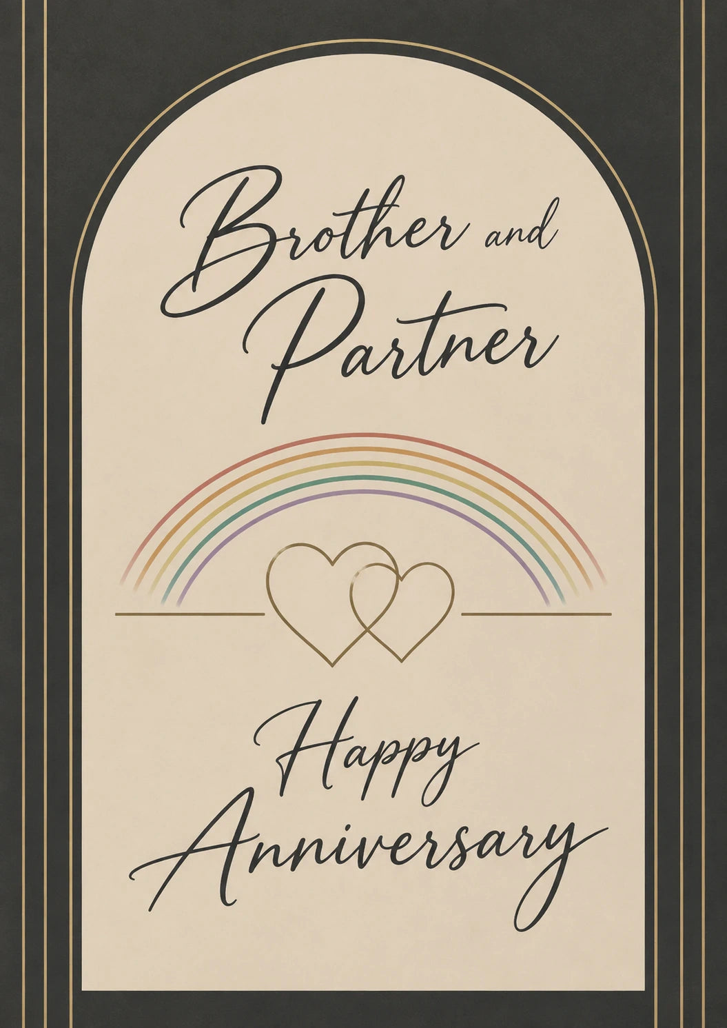 Rainbow Hearts Brother and Partner Anniversary Card