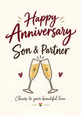 Load image into Gallery viewer, Rainbow Hearts Champagne Toast Anniversary Card for Son
