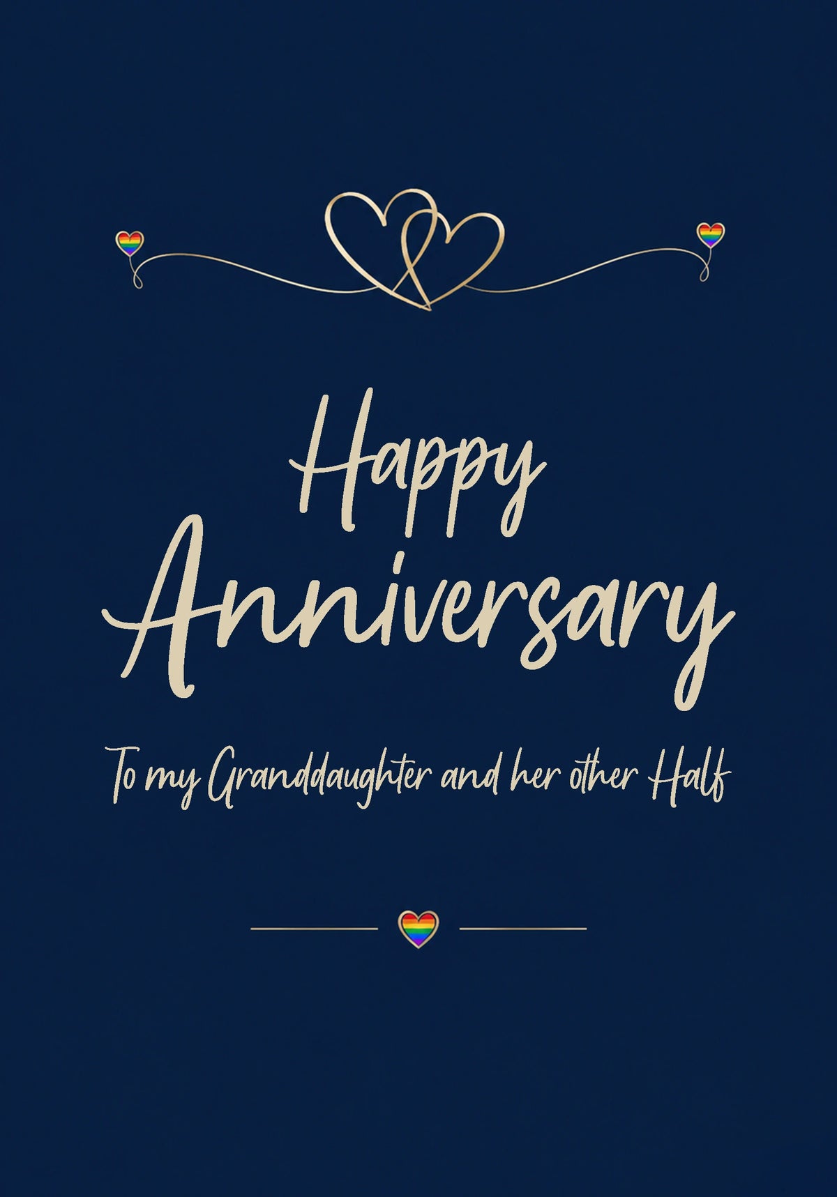 Rainbow Hearts Granddaughter and Her Other Half Anniversary Card