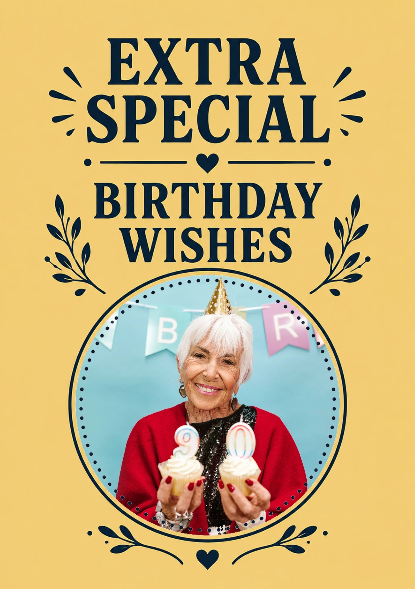 Extra Special Birthday Wishes Photo Upload 90th Birthday Card for Her