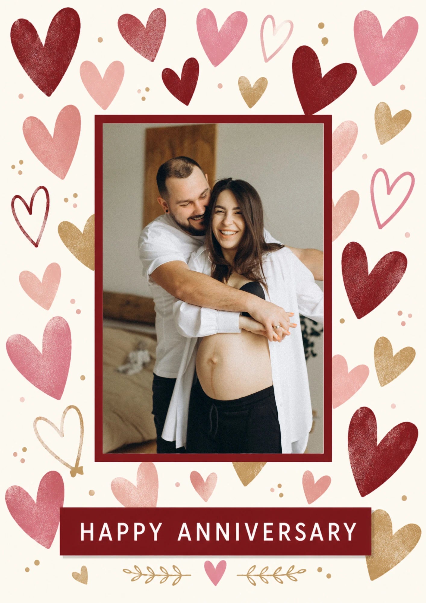 Mum To Be Scattered Hearts Photo Upload Anniversary Card