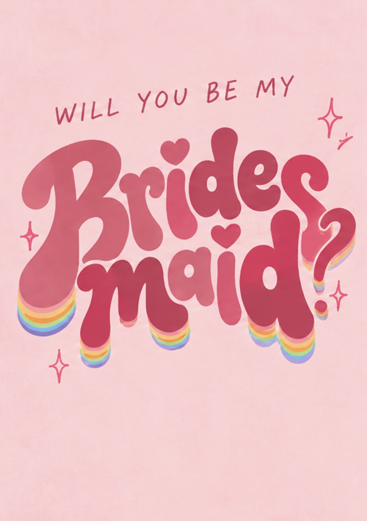Rainbow Retro Bridesmaid Proposal Birthday Card for Her