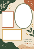 Load image into Gallery viewer, Boho Botanical Three Photo Upload Birthday Card
