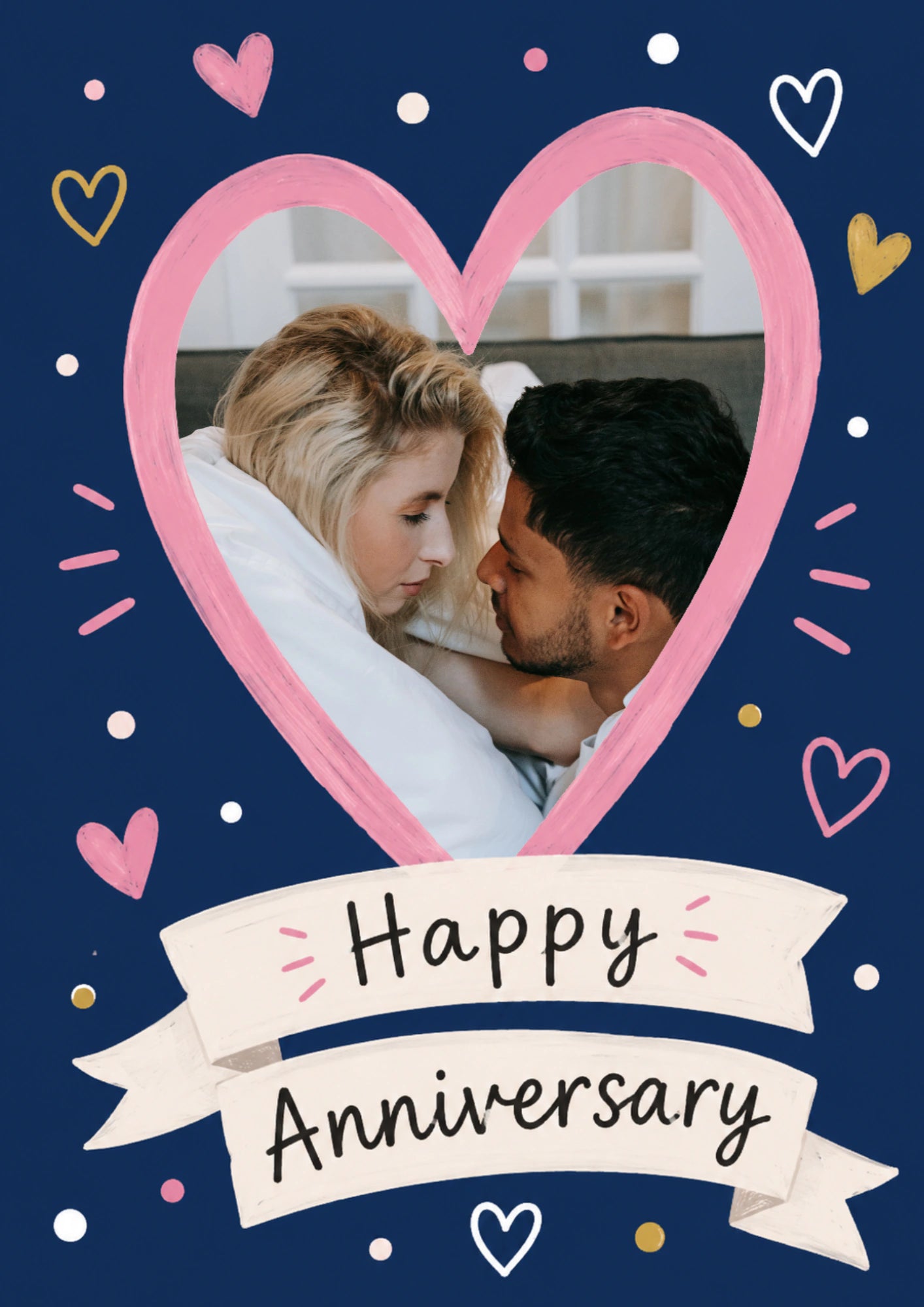 Painted Hearts Banner Photo Upload Anniversary Card