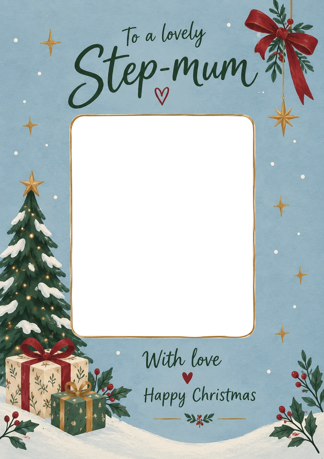 Lovely Step-Mum Snowy Scene Photo Upload Christmas Card for Her