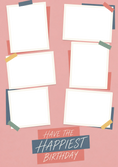 Load image into Gallery viewer, Retro Polaroid Collage Photo Upload Birthday Card
