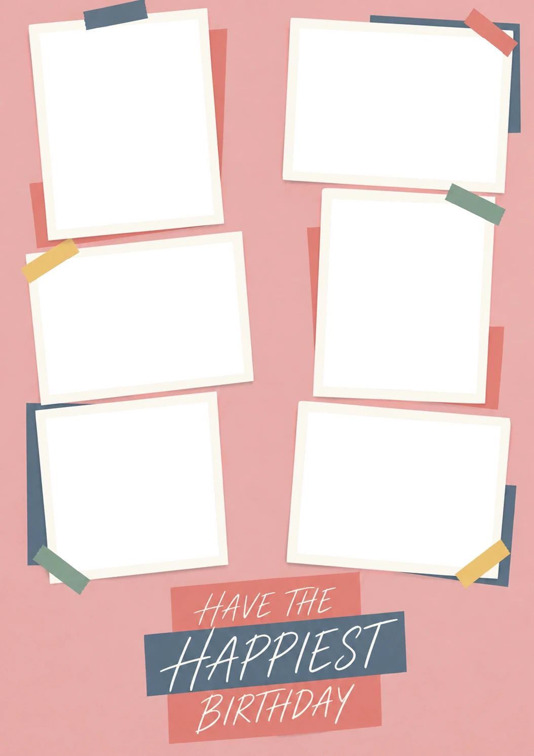 Retro Polaroid Collage Photo Upload Birthday Card