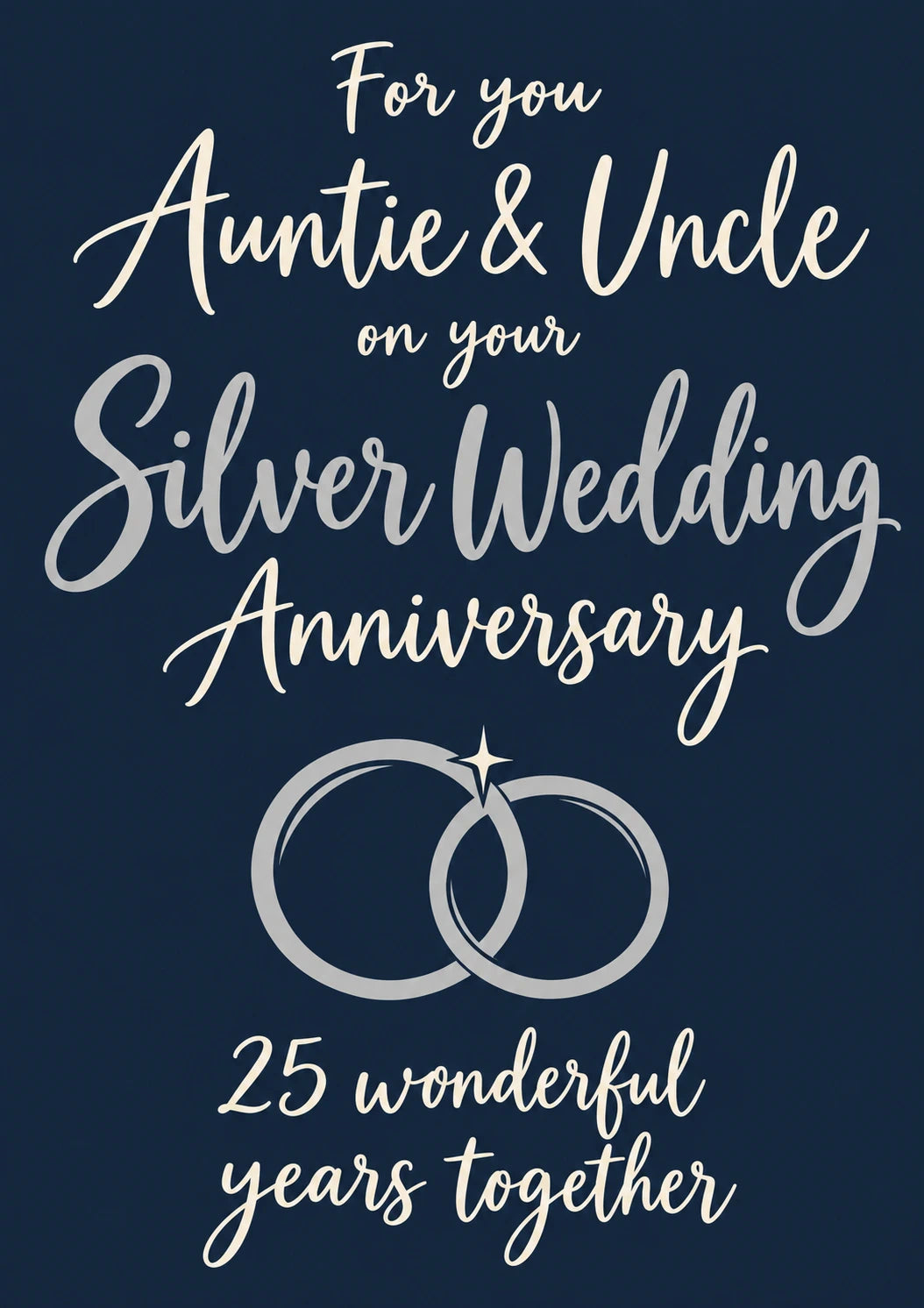 Silver Wedding Rings Auntie & Uncle 25 Years Anniversary Card