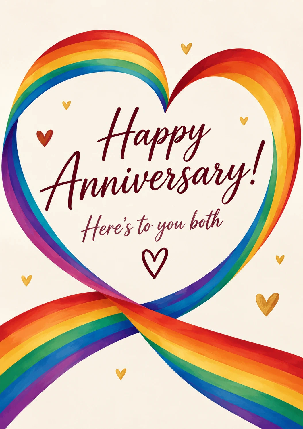 Rainbow Heart Pride Anniversary Card for Her