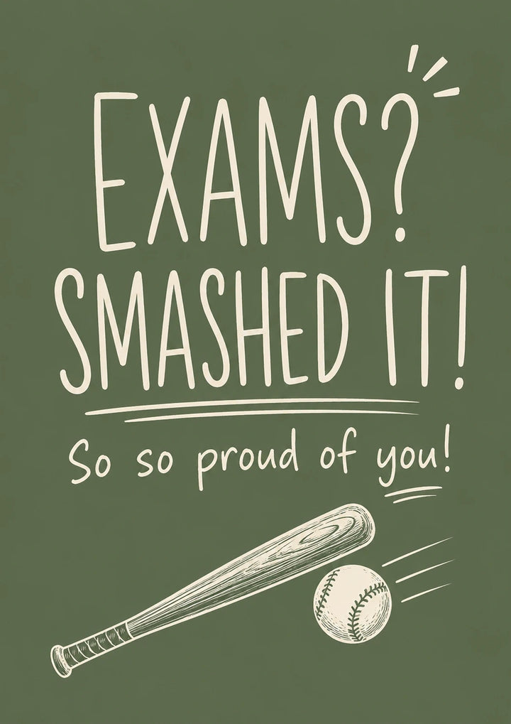 Funny Exams Smashed It Baseball Bat GCSEs Card