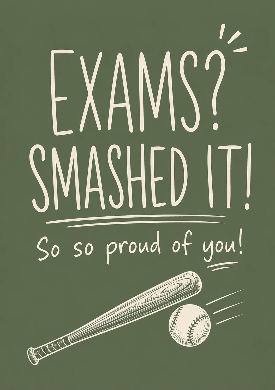 Funny Baseball Bat Smashed It Exams Card