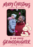 Load image into Gallery viewer, Cute Bunny Pink Photo Upload Christmas Card for Her
