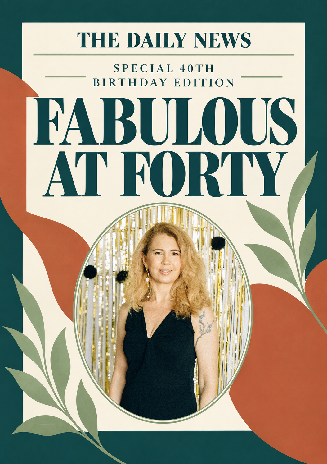 Funny Fabulous at Forty Newspaper Spoof Photo Upload 40th Birthday Card