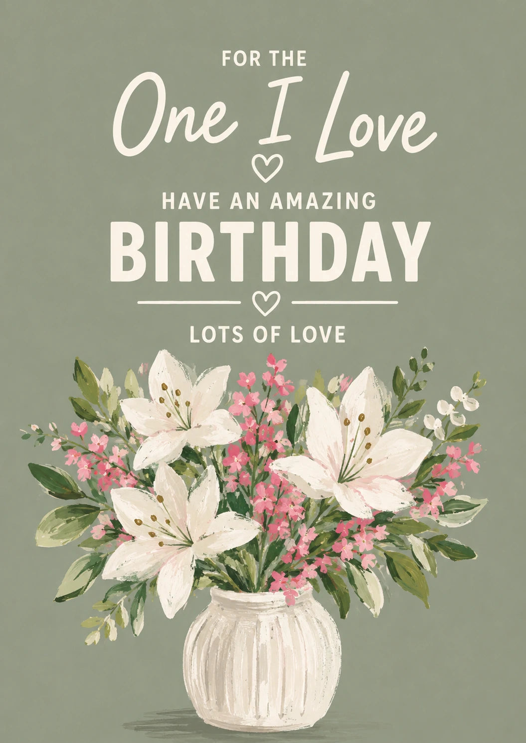 White Lily Floral Bouquet 55th Birthday Card for Her