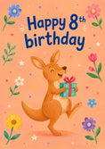 Load image into Gallery viewer, Cute Kangaroo with Gift 8th Birthday Card for Her
