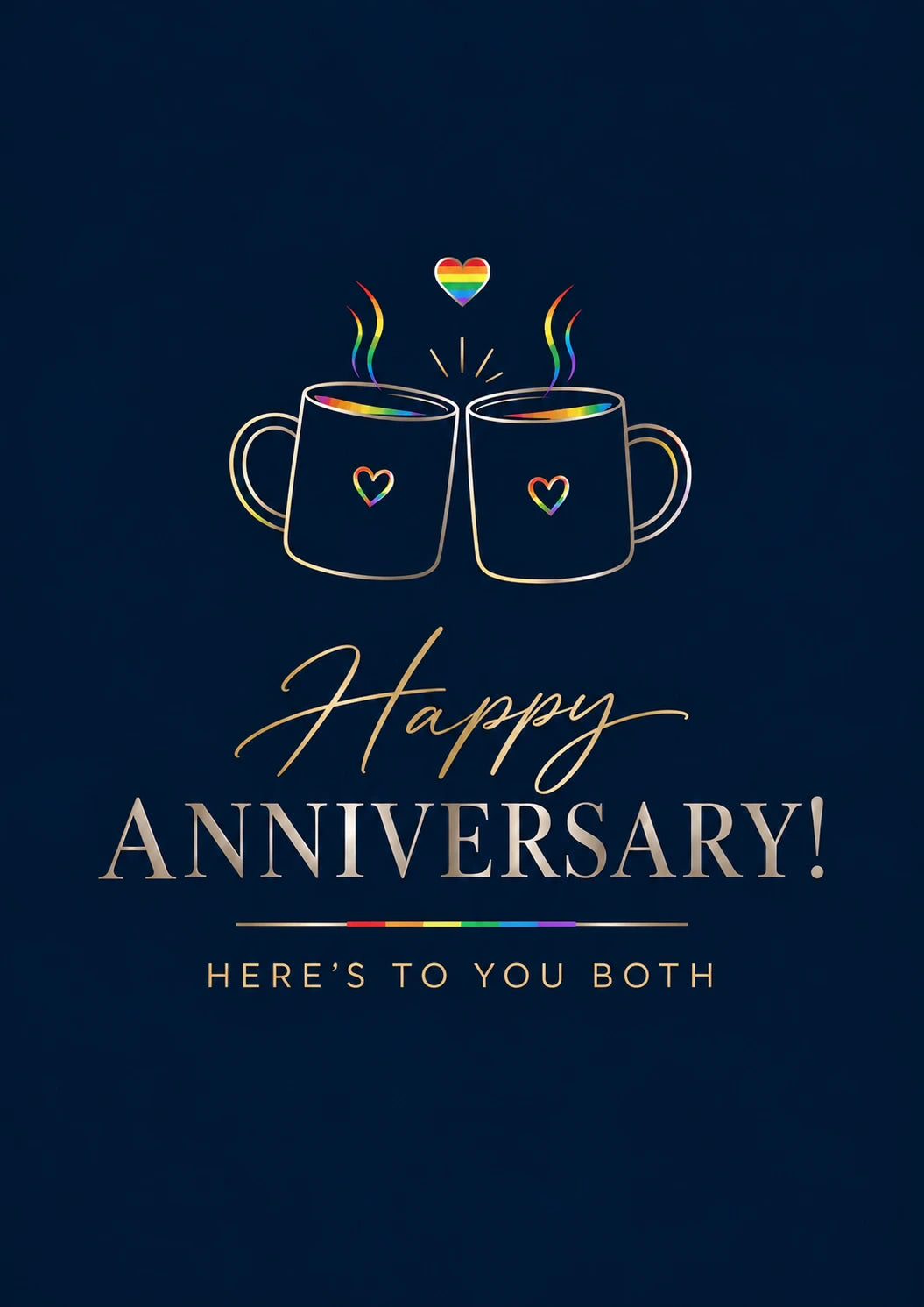 Rainbow Heart Coffee Mugs Anniversary Card