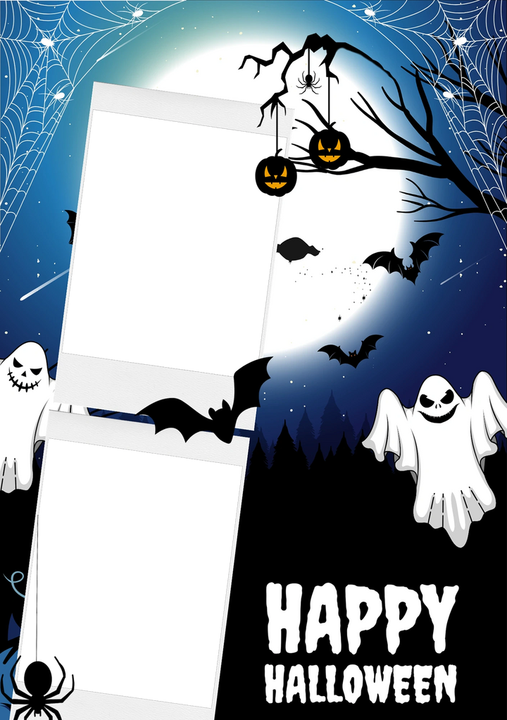 Spooky Ghosts and Bats Photo Upload Halloween Card