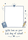 Load image into Gallery viewer, Navy Heart Notebook and Pencil Photo Upload Back to School Card
