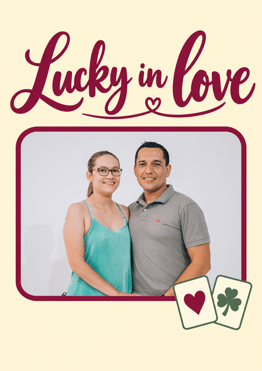 Lucky In Love Heart & Clover Photo Upload Anniversary Card