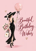 Load image into Gallery viewer, Chic Black Dress Balloon 18th Birthday Card for Her
