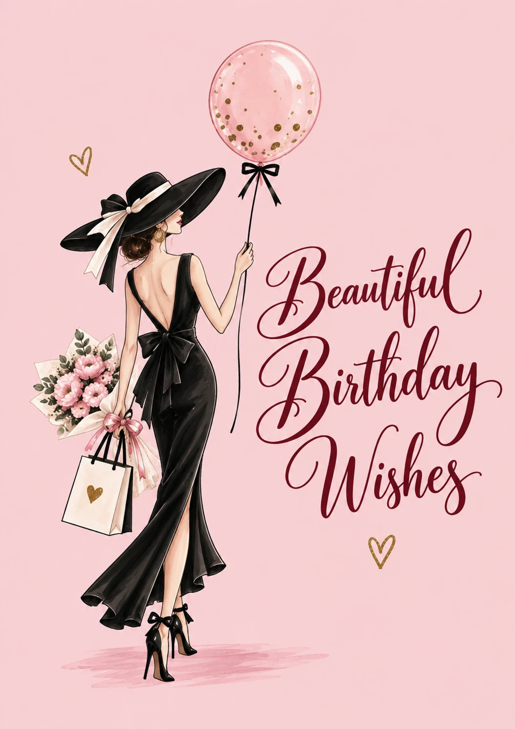 Chic Black Dress Balloon 18th Birthday Card for Her