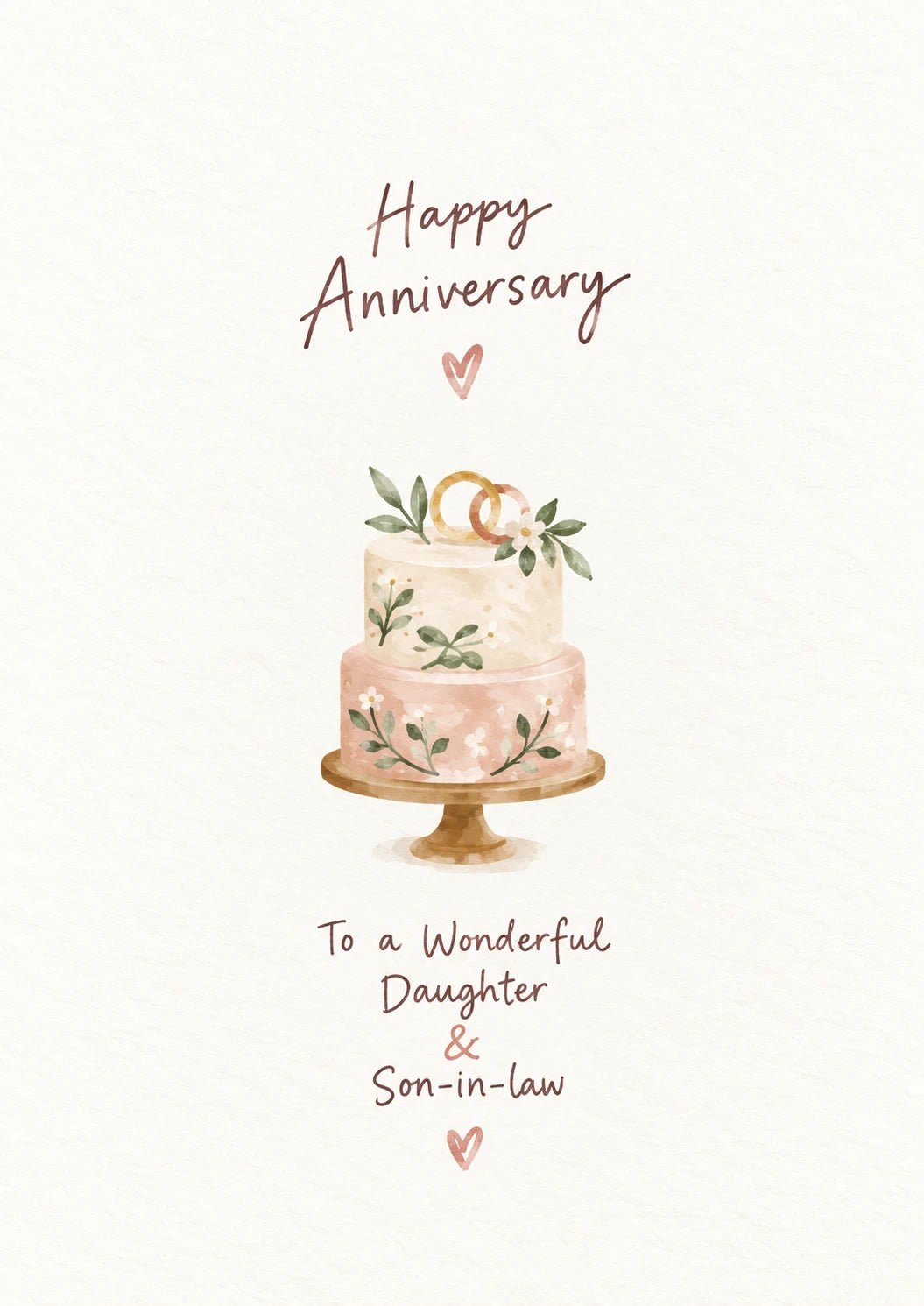 Floral Wedding Cake Anniversary Card for Daughter & Son-in-Law