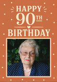 Load image into Gallery viewer, Terracotta Retro 90th Birthday Photo Upload Birthday Card for Her
