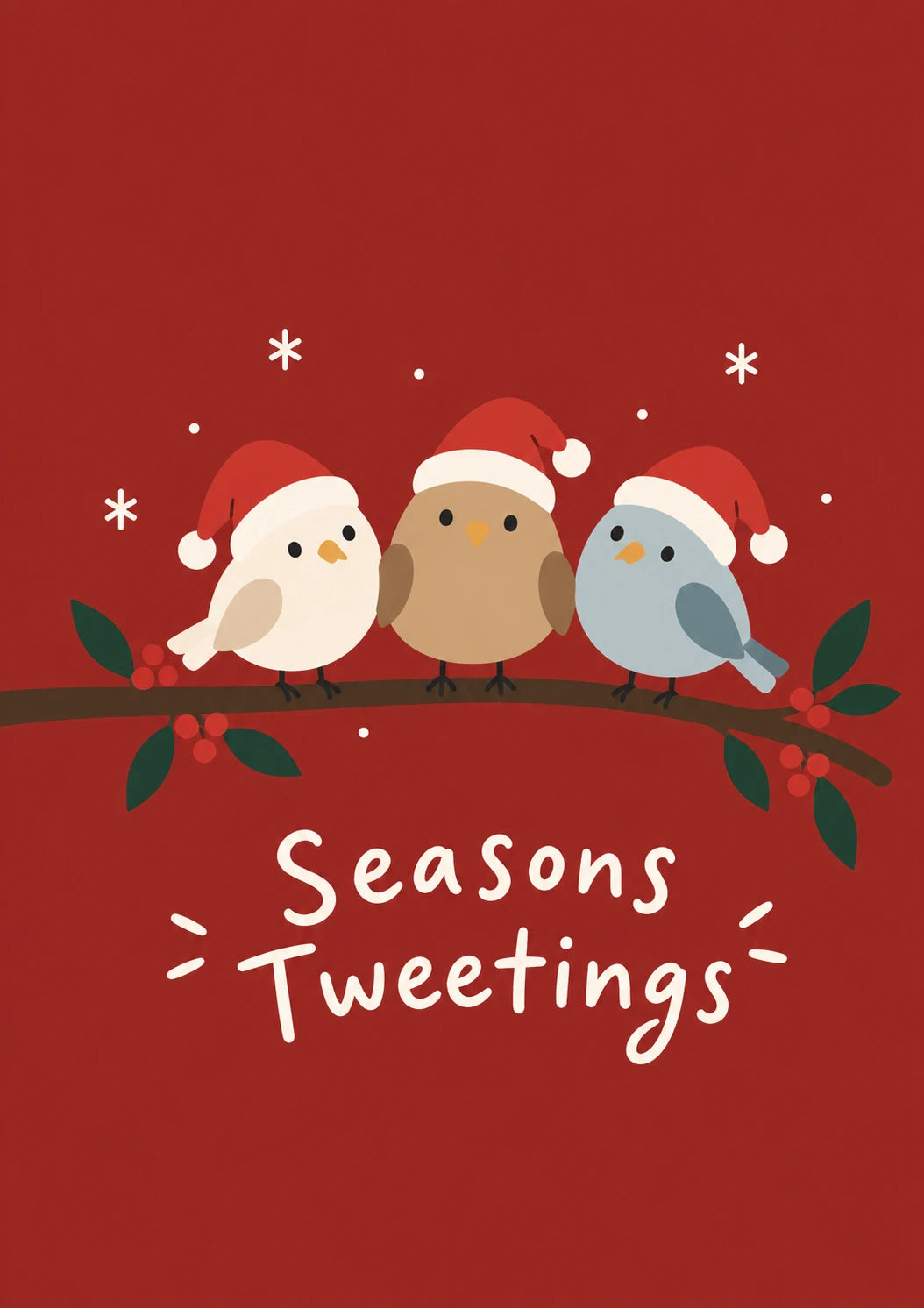 Funny Seasons Tweetings Birds on Branch Christmas Card