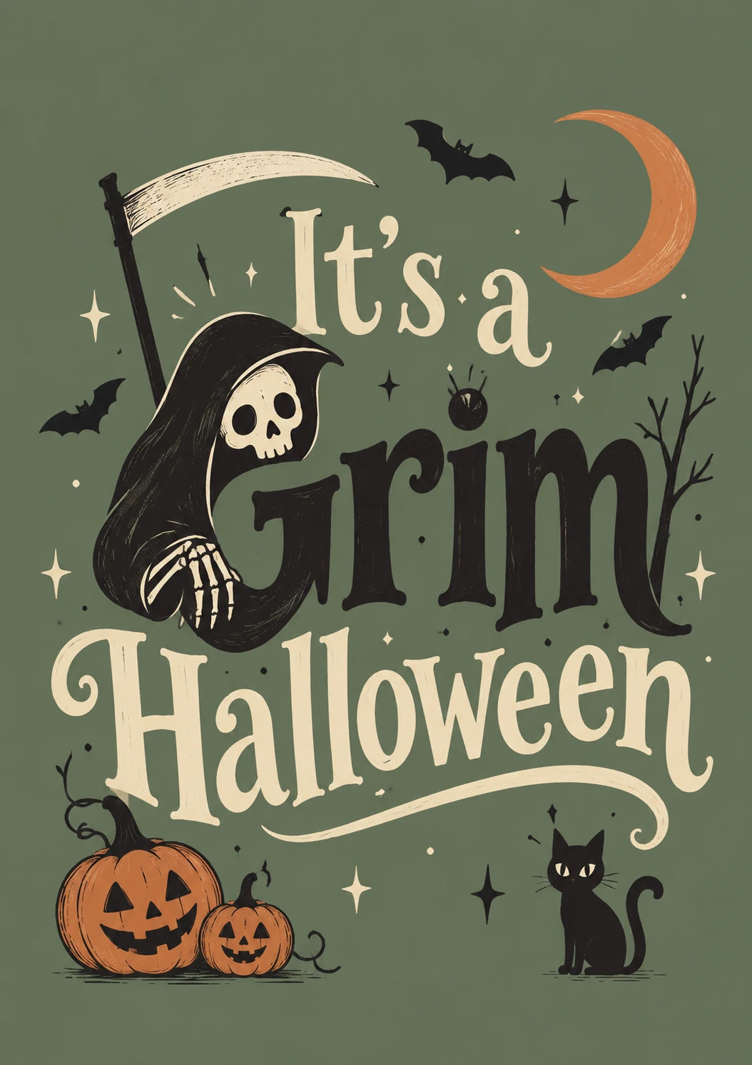 Grim Reaper Pumpkin Witch Halloween Card for Her