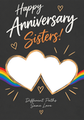 Load image into Gallery viewer, Rainbow Hearts Sisters Photo Upload Anniversary Card for Her
