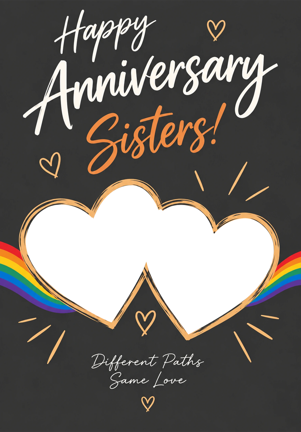 Rainbow Hearts Sisters Photo Upload Anniversary Card for Her