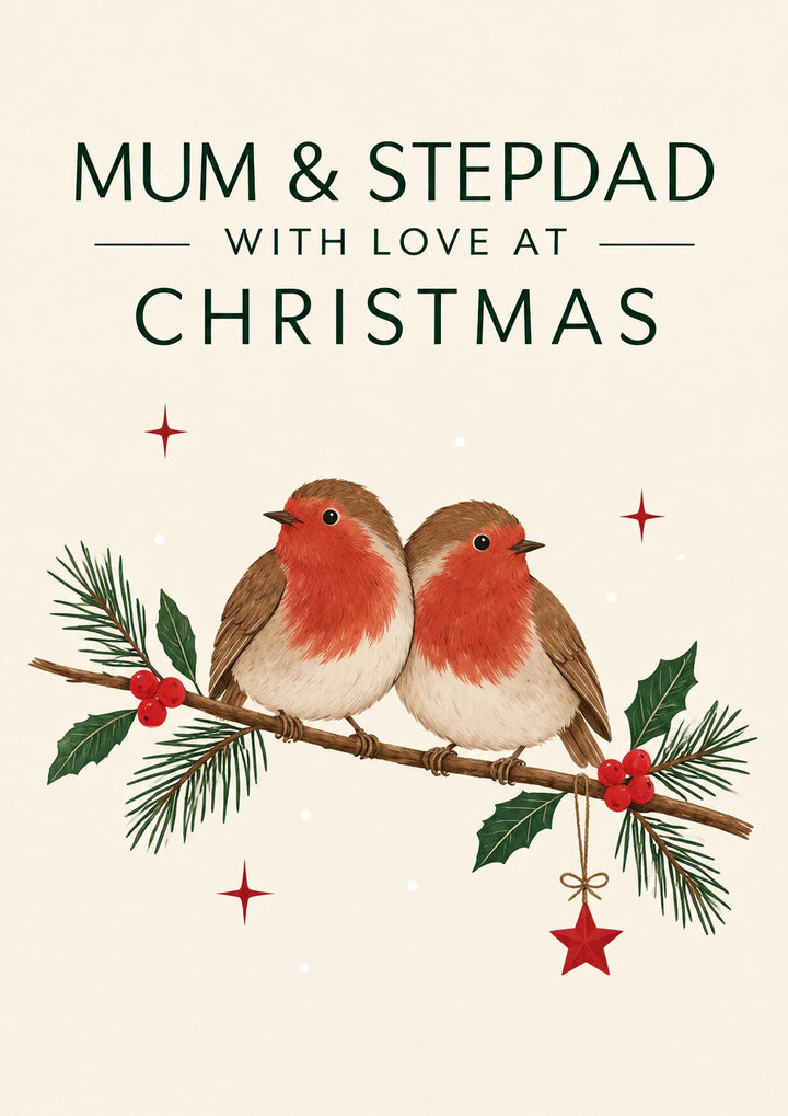Mum & Stepdad Robin Pair Christmas Card