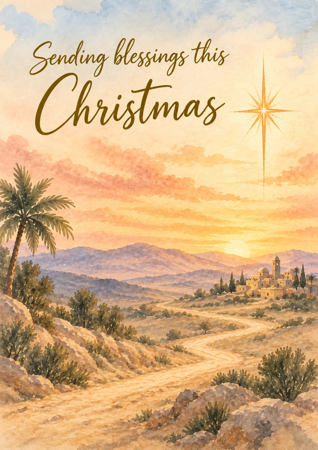 Star of Bethlehem Desert Scene Christmas Card for Her