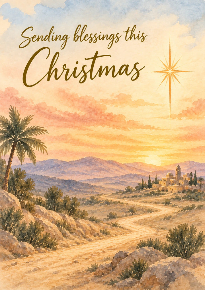 Star of Bethlehem Desert Scene Christmas Card for Her