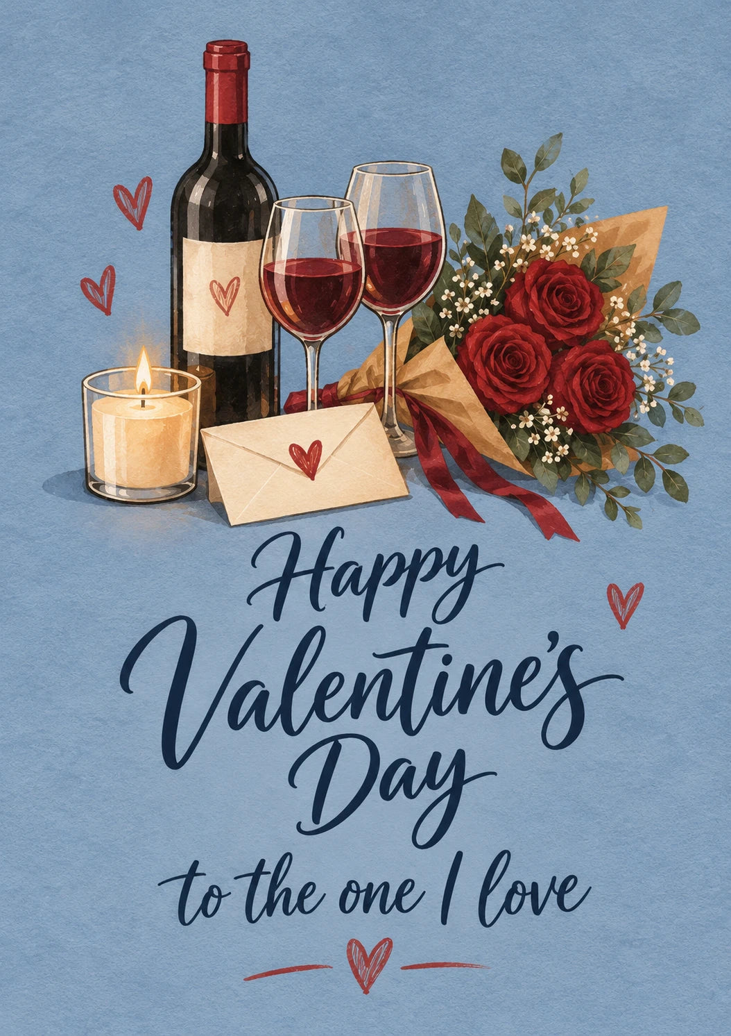 Red Wine Roses Romantic Valentine's Day Card for Boyfriend
