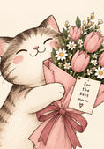 Load image into Gallery viewer, Cute Cat Floral Bouquet Mummy Birthday Card for Her
