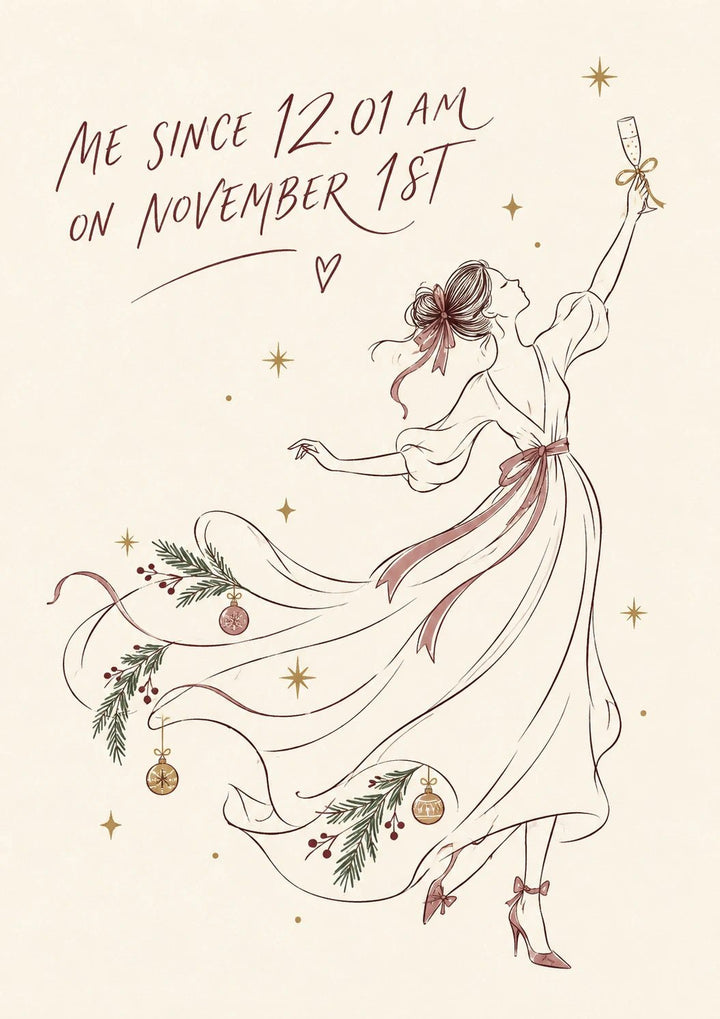 Funny Dancing Woman Since November 1st Christmas Card for Her